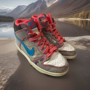 Nike Dunk High 6.0 Premium 454054-146 Kids Size 13C Shoes Grey Sequin Sneaker